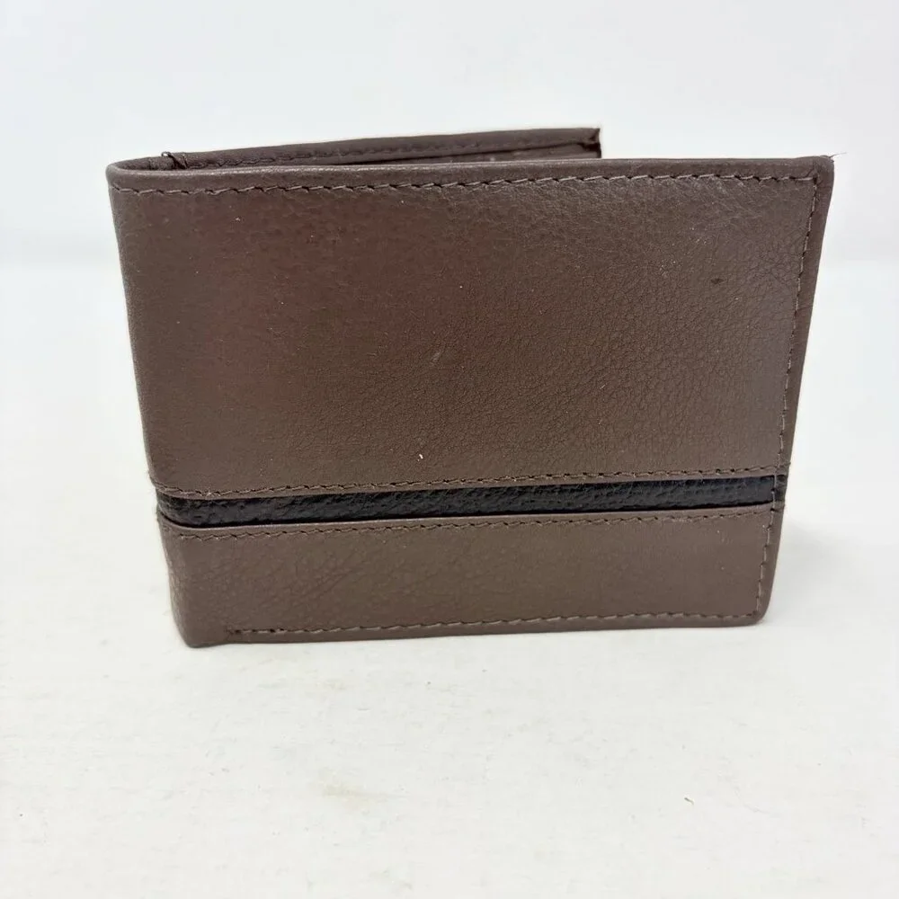 Shop LC Mens Union Code Brown Genuine Leather RFID Protected‎ Slim BiFold Wallet
